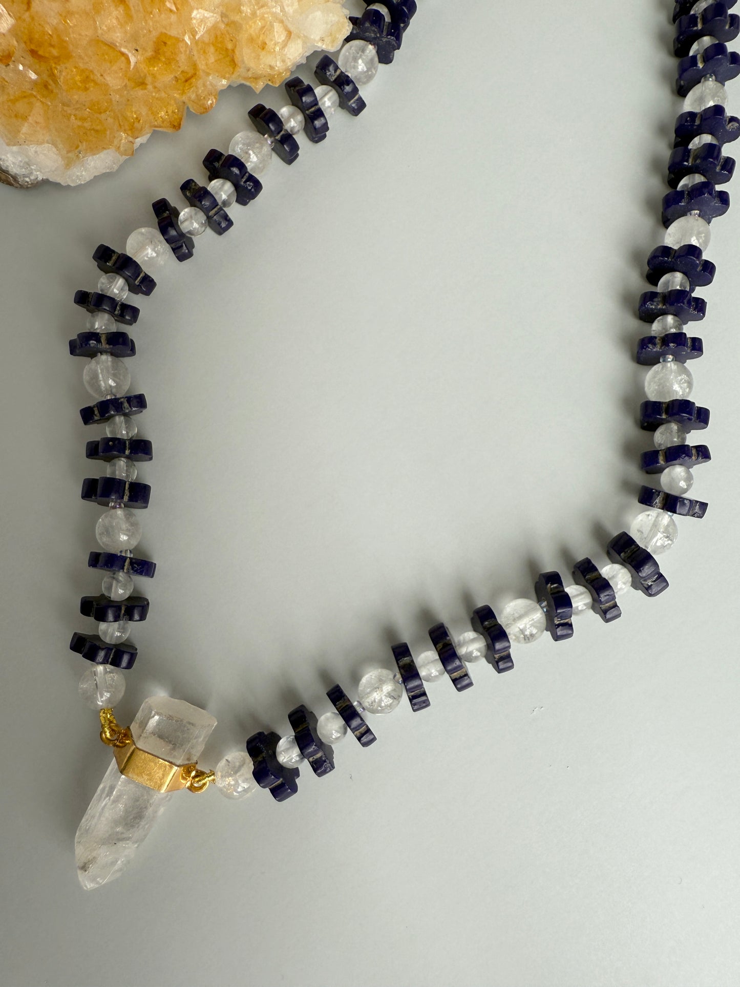 Flower Venetian Glass & Clear Quartz