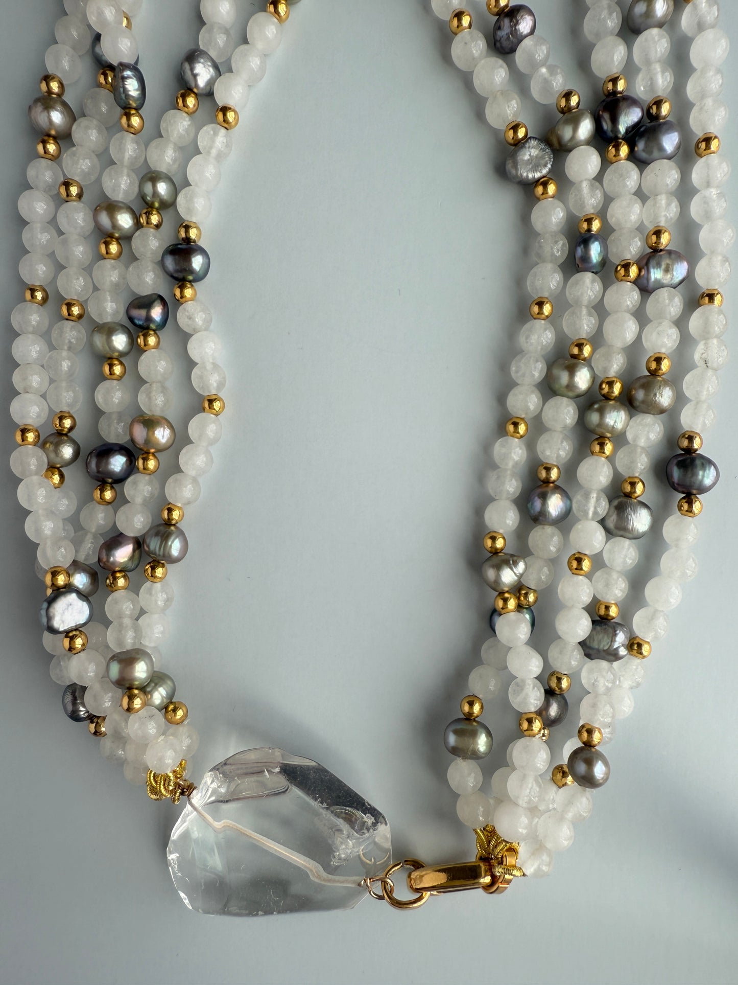 Moonstone, Freshwater Pearls & Clear Quartz