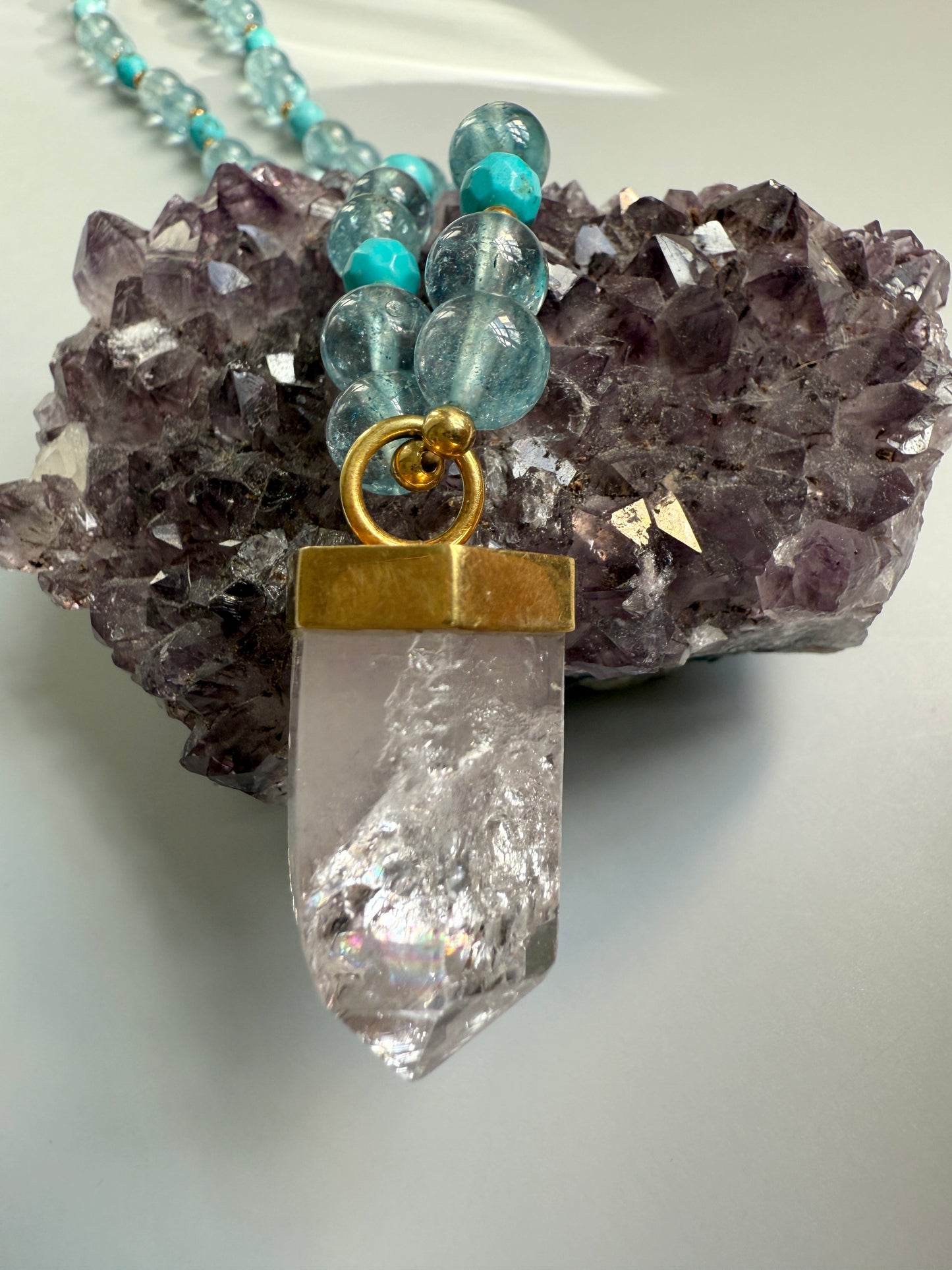 Blue Quartz, Turquoise, & Amethyst