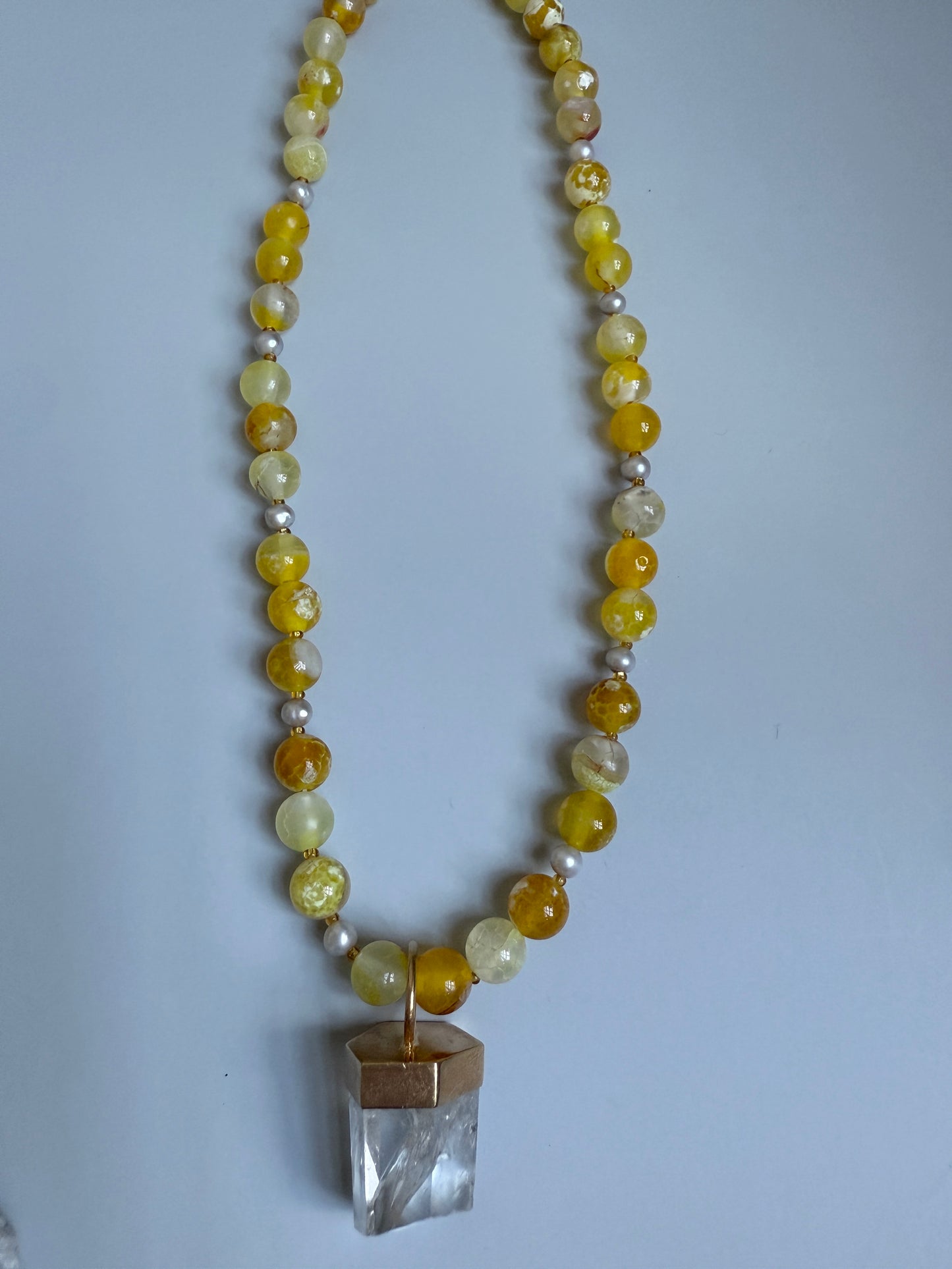 Lemon Quartz, Freshwater Pearls & Clear Quartz