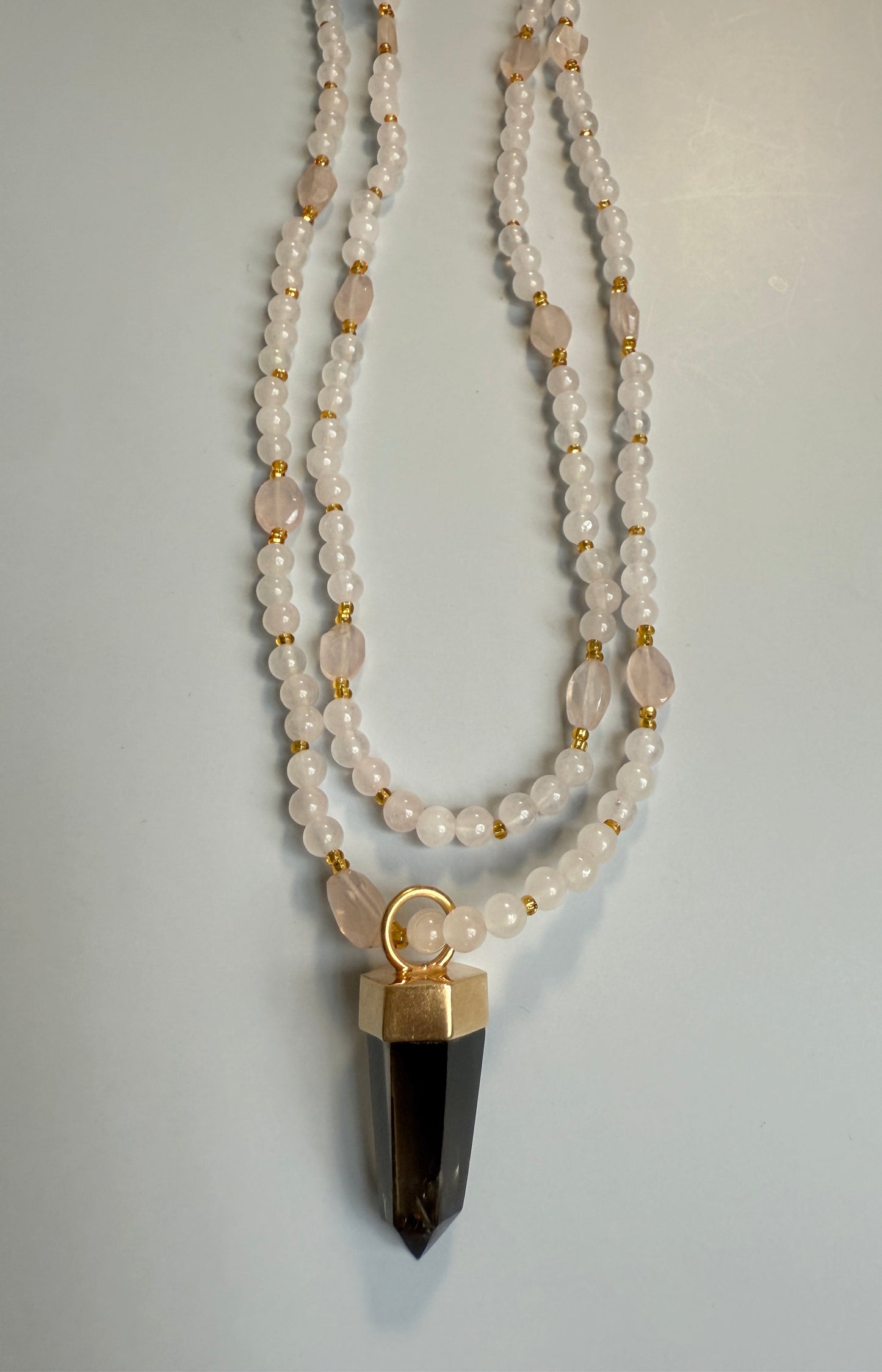 Rose Quartz & Smoky Quartz, 32"