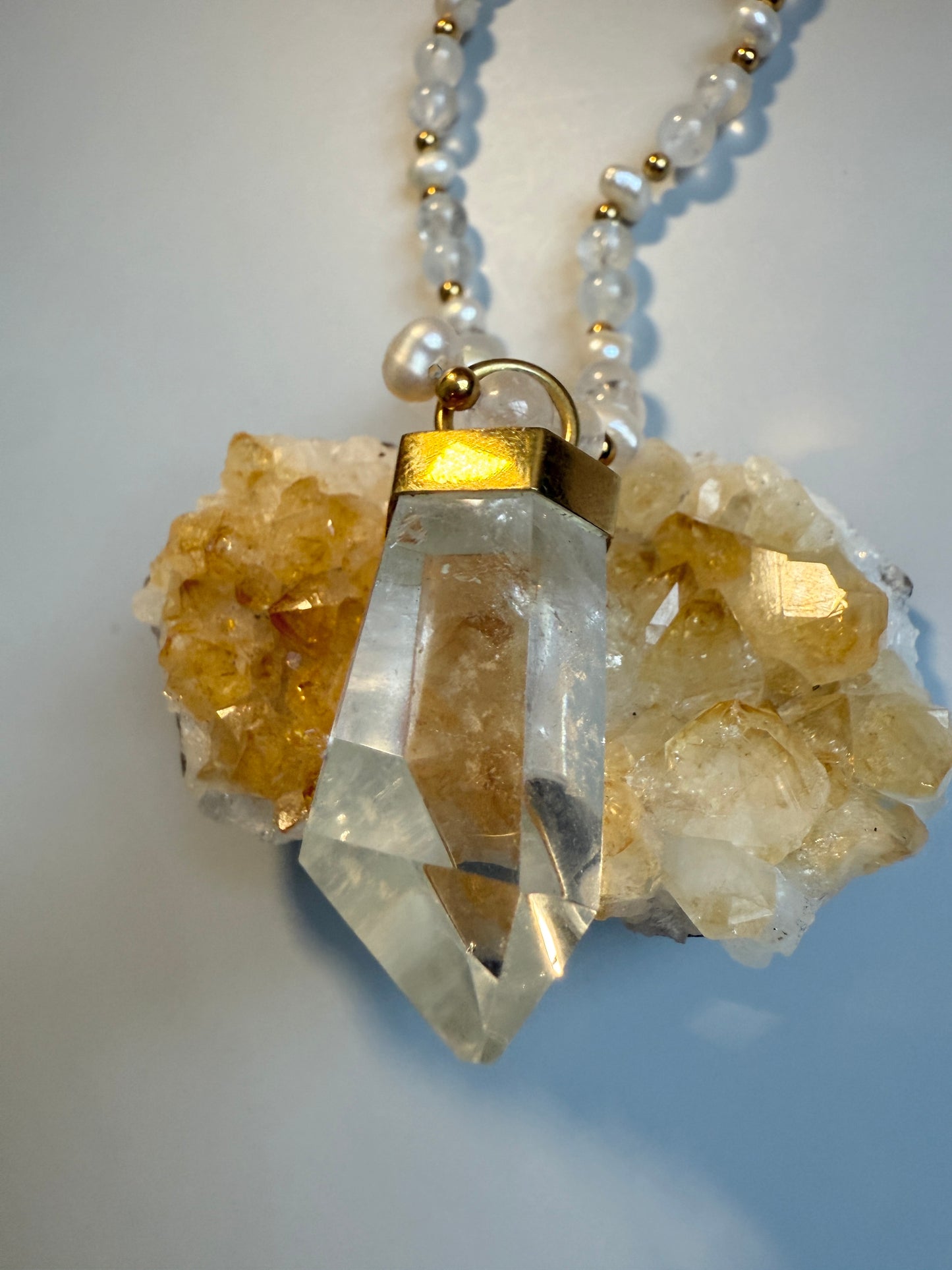 Clear Quartz & Freshwater Pearls, 32"