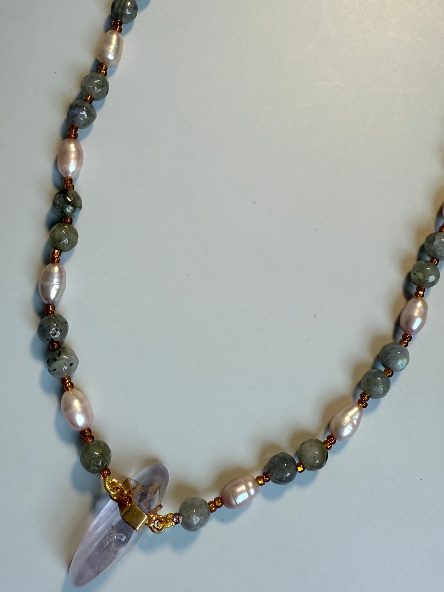 Labradorite, Freshwater Pearls & Amethyst