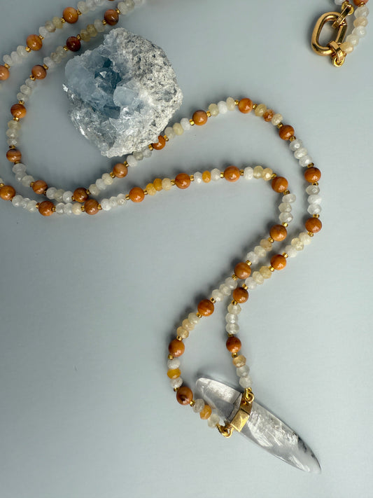 Tiger Eye, Citrine, & Clear Quartz, 32"