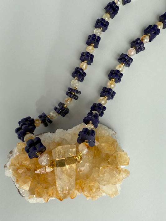 Flower Venetian Glass & Citrine