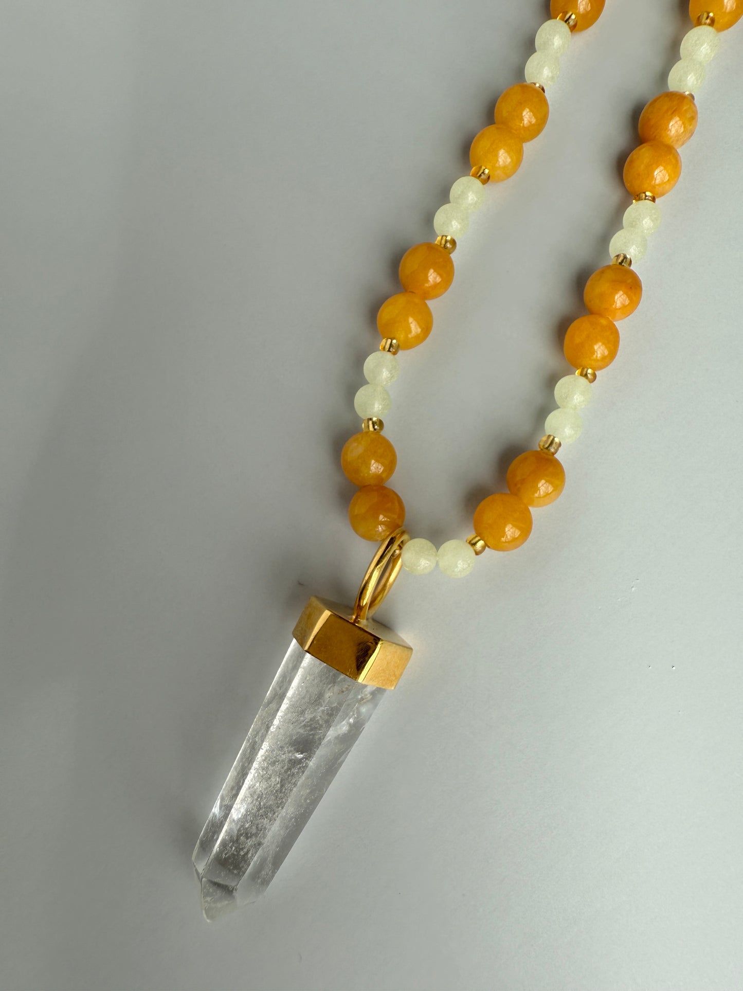 Butterscotch, Agate & Clear Quartz (removable crystal)