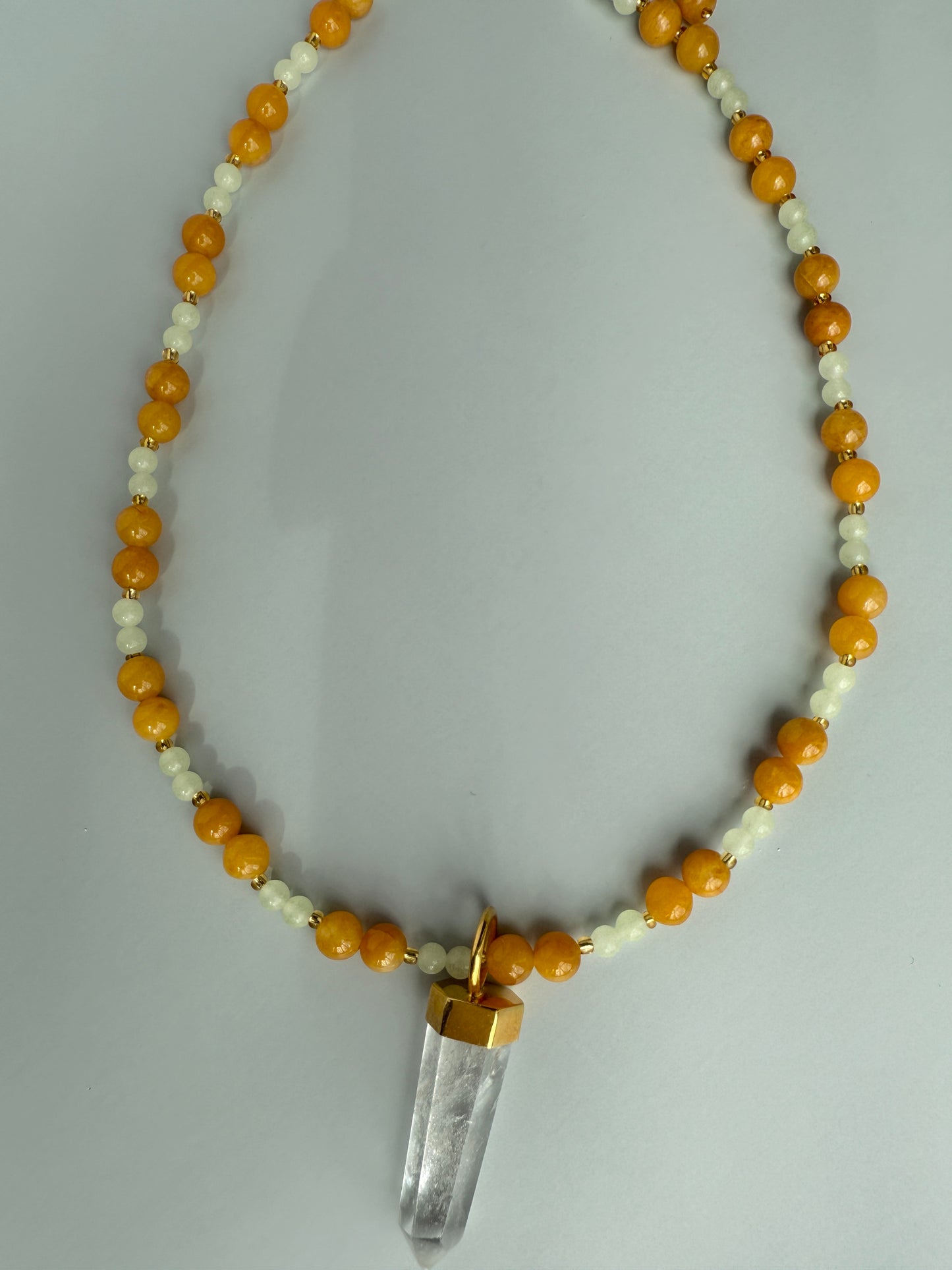 Butterscotch, Agate & Clear Quartz (removable crystal)