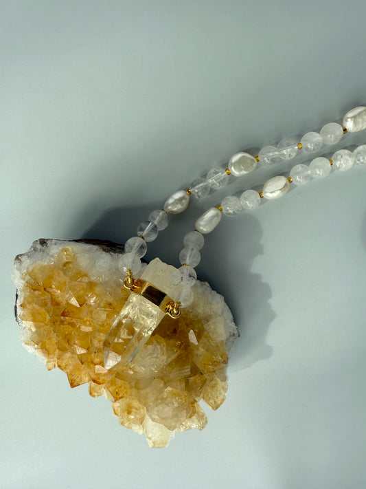 Freshwater Pearls, Clear Quartz & Citrine