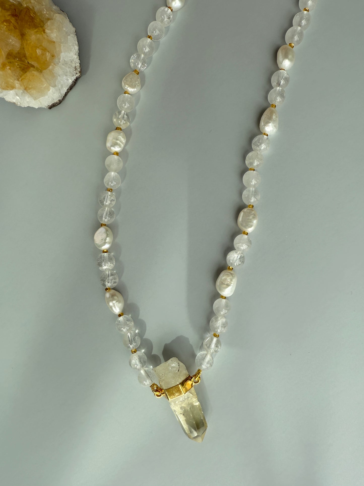Freshwater Pearls, Clear Quartz & Citrine