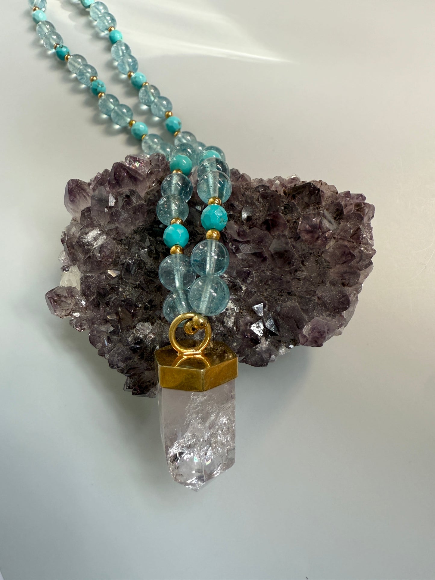 Blue Quartz, Turquoise, & Amethyst