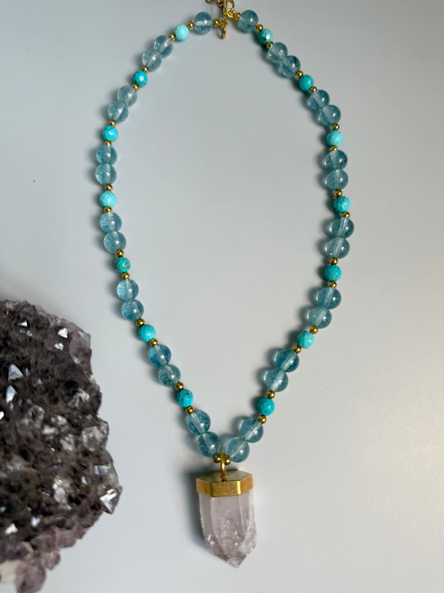 Blue Quartz, Turquoise, & Amethyst