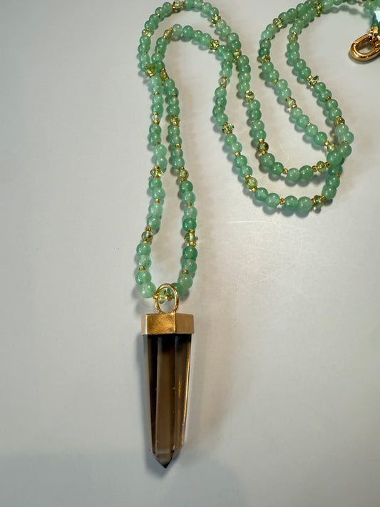 Green Quartz & Smoky Quartz, 32"