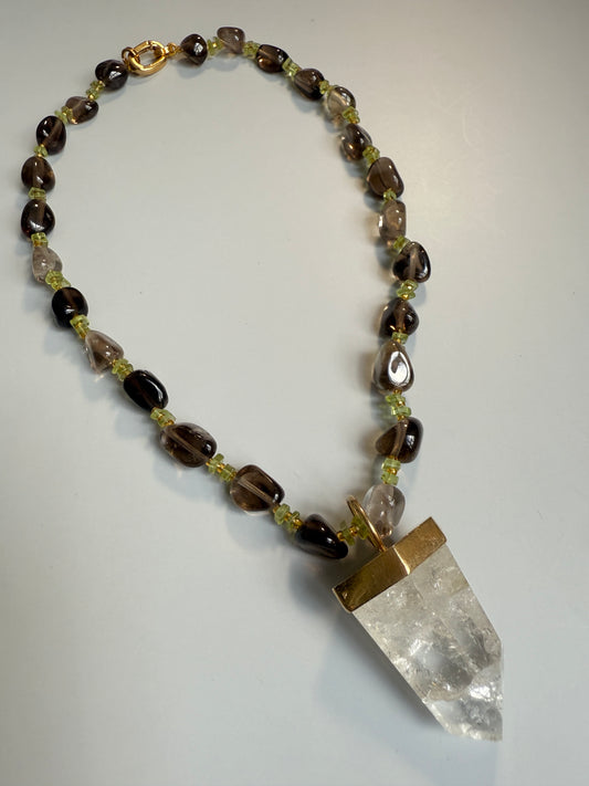 Smoky Quartz, Peridot, & Clear Quartz
