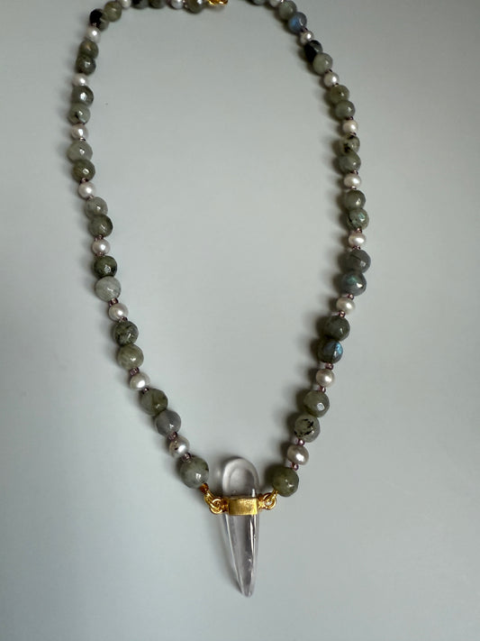 Labradorite, Freshwater Pearls & Amethyst