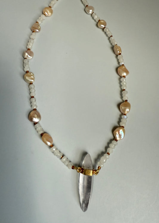 Moonstone, Freshwater Pearls & Amethyst