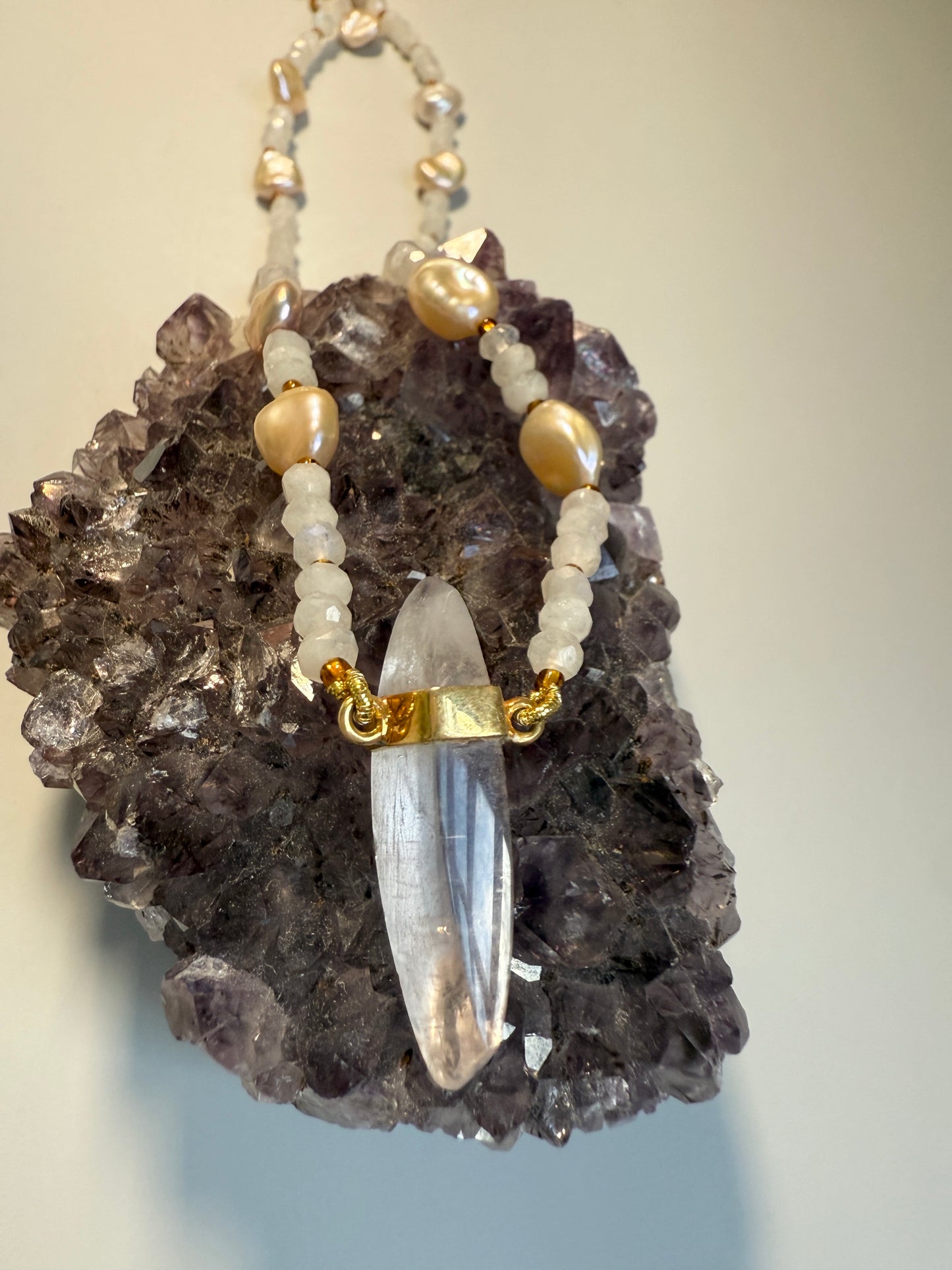 Moonstone, Freshwater Pearls & Amethyst