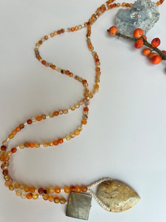 Carnelian & Jasper, 34" (single strand)