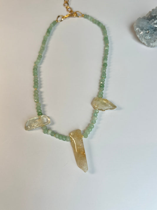 Green Quartz & Citrine