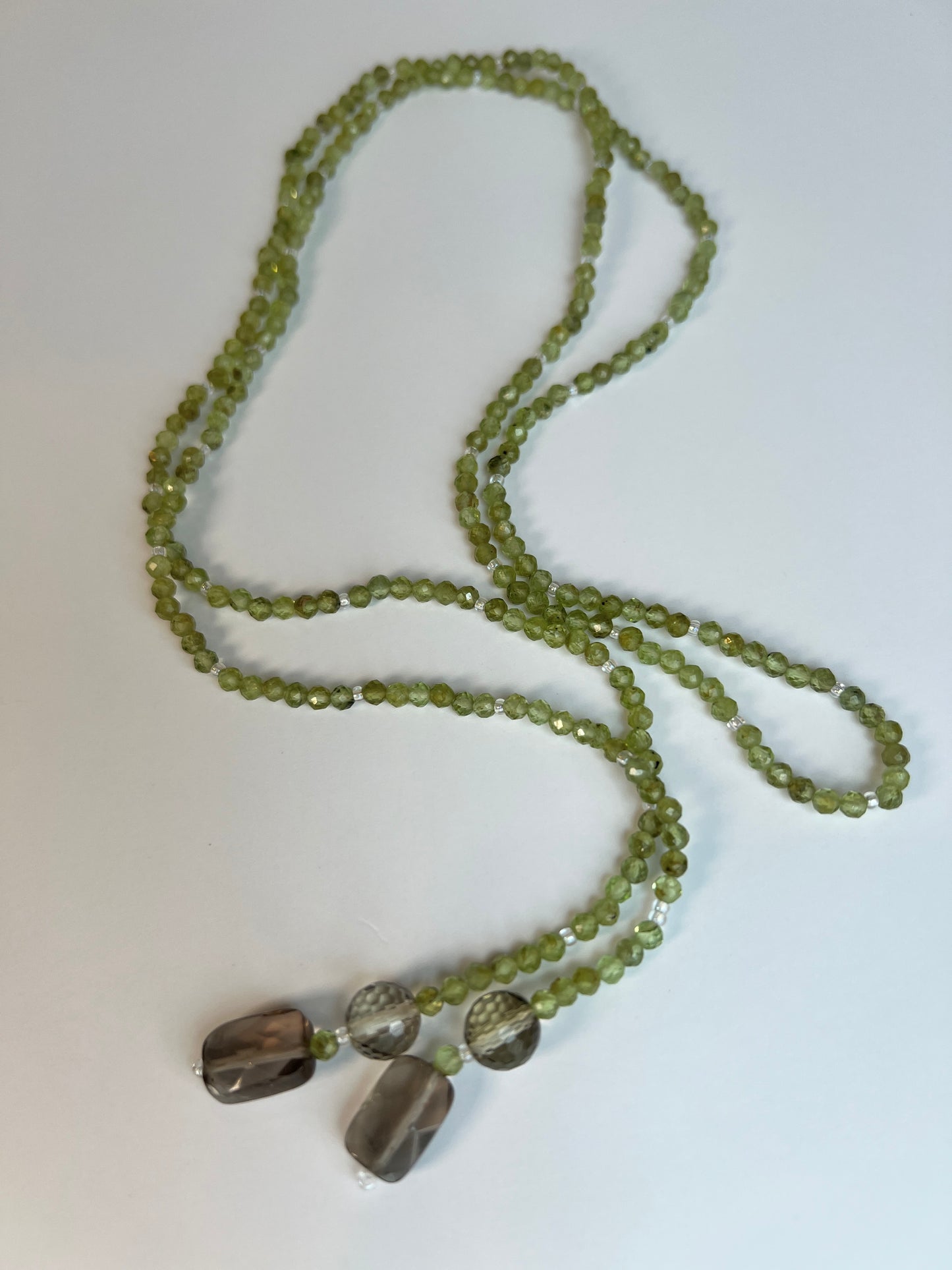 Peridot & Smoky Quartz, 34" (single strand)