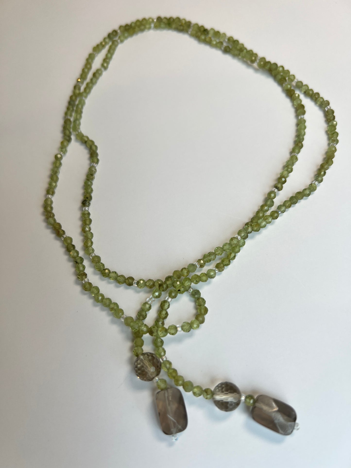 Peridot & Smoky Quartz, 34" (single strand)